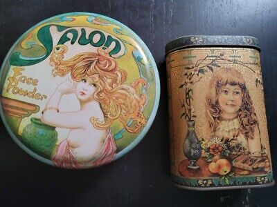 Vintage Salon Face Powder  & Daher Famous Biscuit Co. Homemade Ginger Wafers Tin