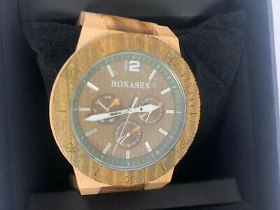Mens Wooden Wood Watch Analogue Eco Friendly Wrist Watch Chronograph Design