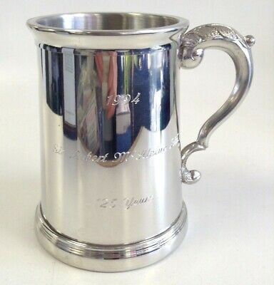 Sheffield Mint Fine English Pewter Tankard Brand New With Engravings Boxed #831