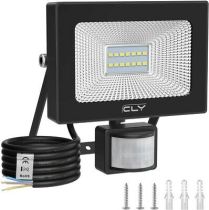 CLY LED Floodlight, 10W Security Lights with PIR Sensor, 1000 Lumen IP66 LED