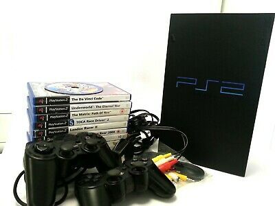 Gaming PS2 Console Bundle With Wired and Wireless Controllers and 10 Games #127