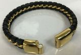 Jet Black & Gold Tone Coil Bracelet Mens Fashion Accessories Tribal Steel