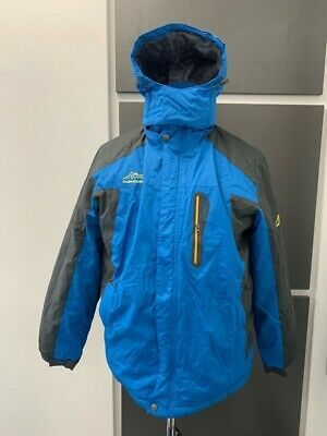 Mens Outdoors Padded Insulated Jacket Outdoor Walking Hiking Coat Hood Blue