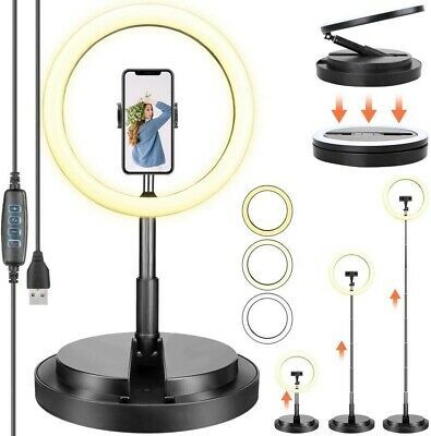 11'' LED Ring Light with Round Stand & Phone Holder, Selfie Makeup Ring Light