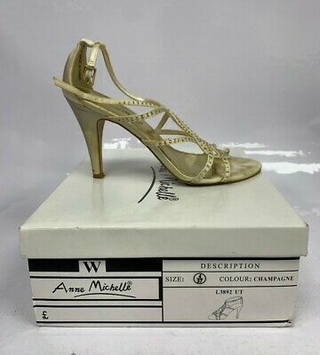 Anne Michelle Cream Ivory White Strappy Heeled Shoes Size UK 4 EU 37 With Box