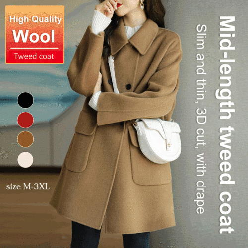 High-end herringbone woolen coat