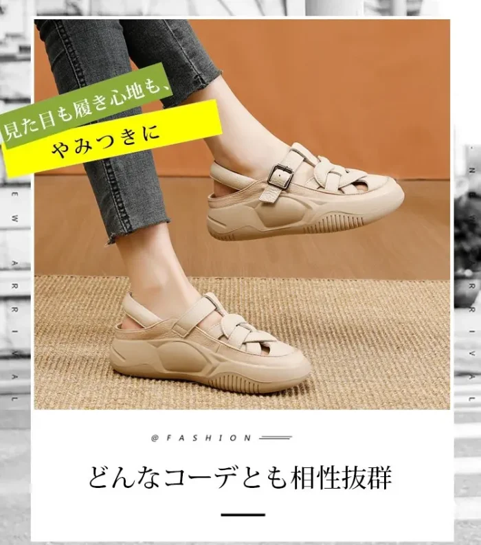 【日本直郵】厚底防滑透氣鏤空涼鞋 時尚複古 休閒舒適