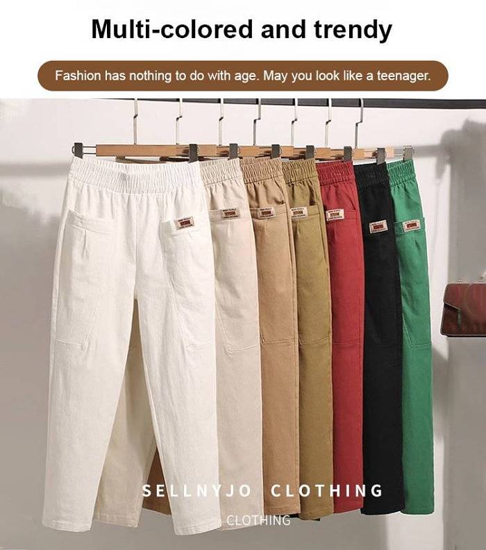 Women's Elastic Waist Cotton Pants