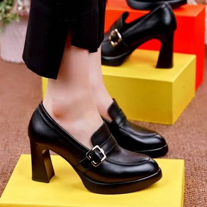 【35-40】Platform high heels fashion thick heel ladies shoes