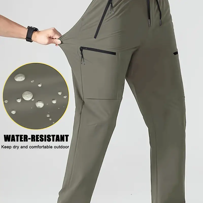 Men's Multi Pocket Pants, Comfy Active Slightly Stretch Water-resistant Trousers For Outdoor Activities