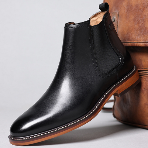Men's formal leather shoes Real leather Chelsea boots High top Martin boots Top layer cowhide men's shoes British business men's boots