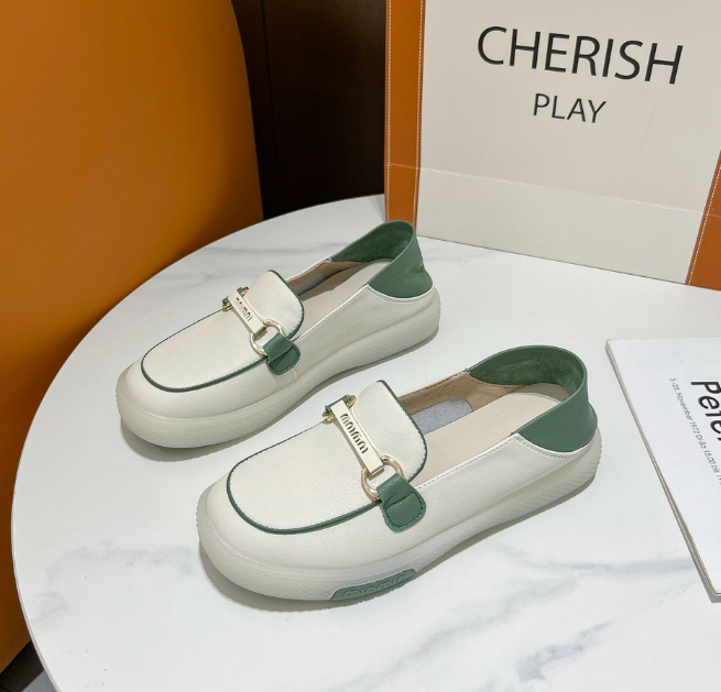 Genuine leather small white shoes for women 2023 new soft sole single shoes, two bean shoes for women, one foot Slip-on shoe, comfortable flat sole