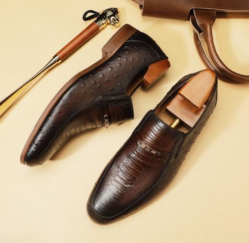 Men's formal leather shoes Classic leggings Lefu Toe layer cowhide business men's shoes