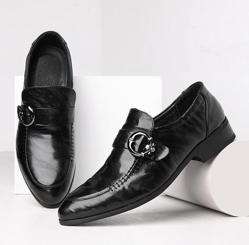 Men's genuine leather shoes, men's top layer sheepskin formal business men's shoes, toe tips, British casual shoes, work shoes