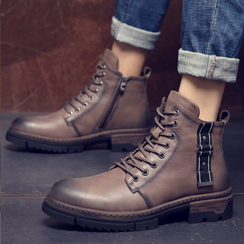 Martin Boots Men's 2023 Fashion Versatile Genuine Leather Men's High Top Leather Shoes British Yellow Leather Boots Work Clothes Men's Shoes