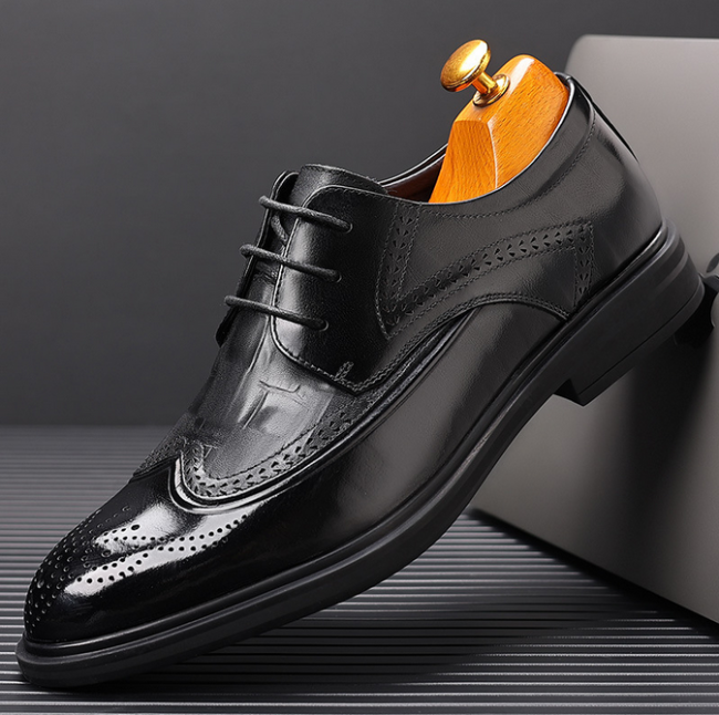Men's new top layer cowhide commuting leather men's shoes formal leather shoes men's block business leisure wholesale