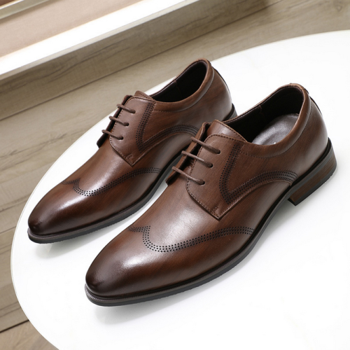 Men's shoes cowhide high-end Goodyear Tire and Rubber Company handmade shoes British square head business suit leather shoes wedding fashion Oxford shoe