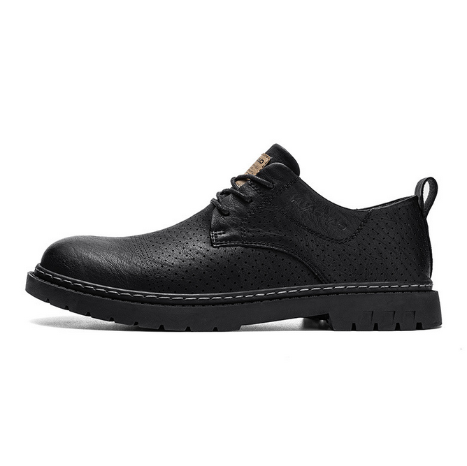 Leather shoes for men's summer new perforated and breathable British style business suit leather upper casual and high-end Martin fashion shoes