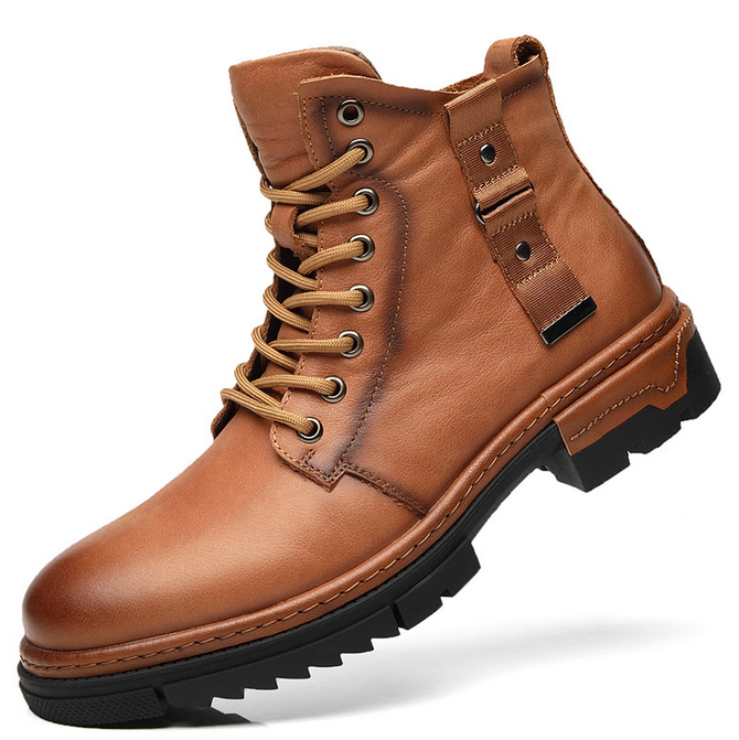 Martin Boots Men's 2023 Fashion Versatile Genuine Leather Men's High Top Leather Shoes British Yellow Leather Boots Work Clothes Men's Shoes