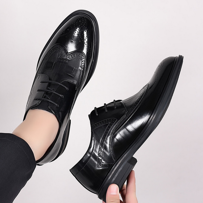 Men's new top layer cowhide commuting leather men's shoes formal leather shoes men's block business leisure wholesale