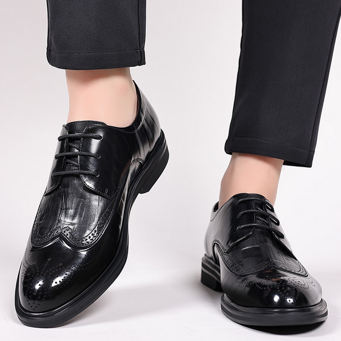 Men's new top layer cowhide commuting leather men's shoes formal leather shoes men's block business leisure wholesale