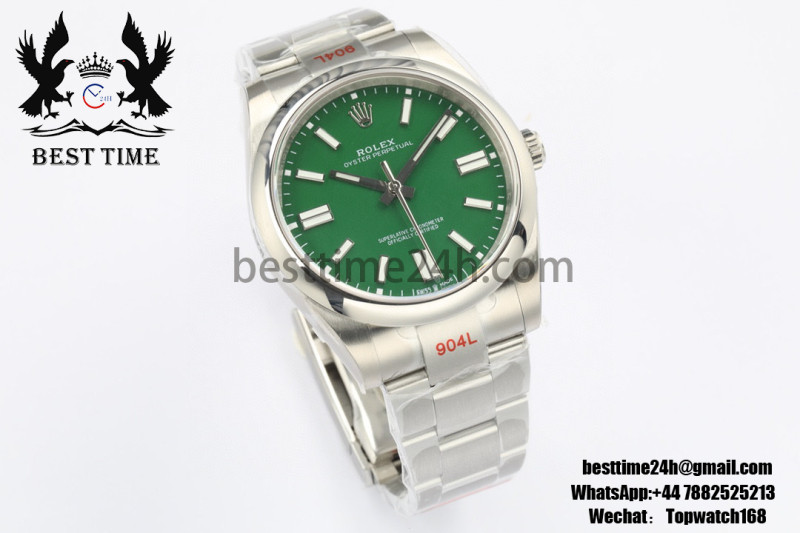 Rolex Oyster Perpetual 41mm 124300 EWF Best Edition Green Dial on SS Bracelet A3230