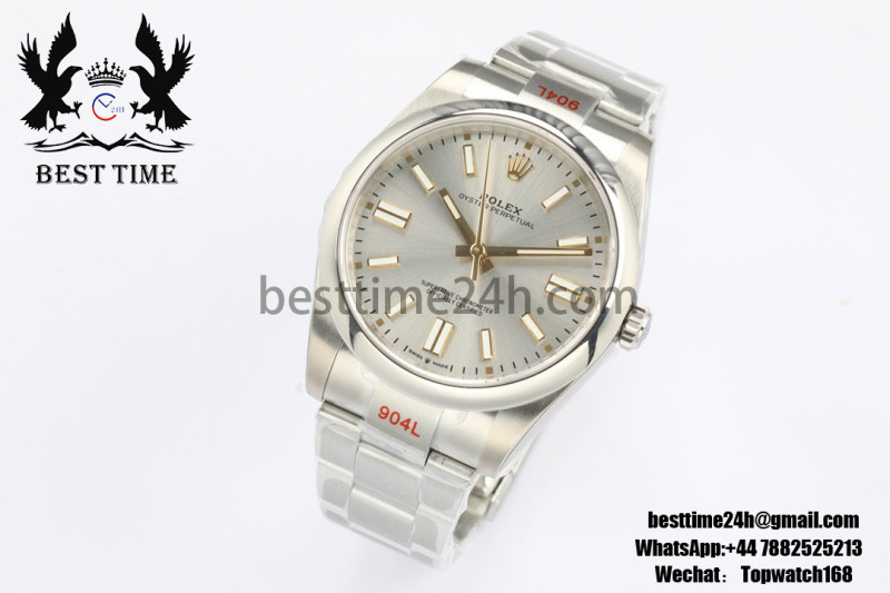 Rolex Oyster Perpetual 41mm 124300 EWF Best Edition Silver Dial on SS Bracelet A3230