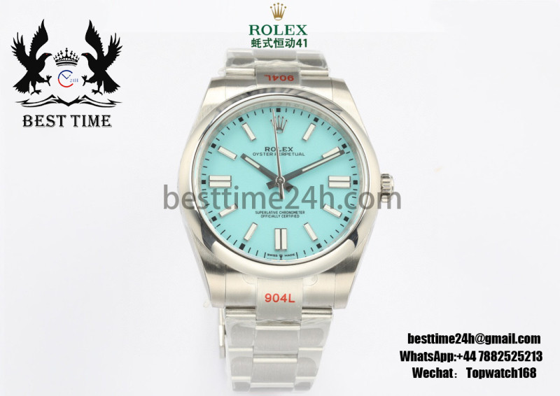 Rolex Oyster Perpetual 41mm 124300 EWF Best Edition Tiffany Blue Dial on SS Bracelet A3230