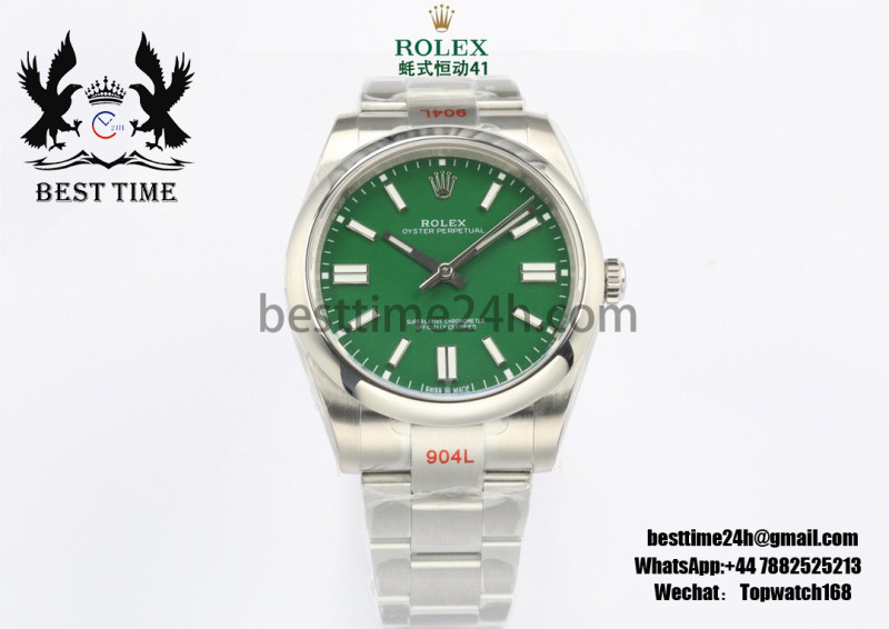 Rolex Oyster Perpetual 41mm 124300 EWF Best Edition Green Dial on SS Bracelet A3230