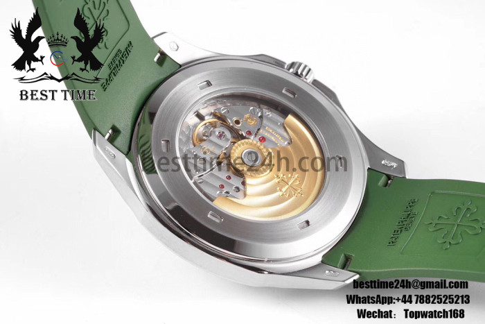 Patek Philippe Aquanaut 5168G 42mm SS ZF 1:1 Best Edition Green Dial on Green Rubber Strap 324CS