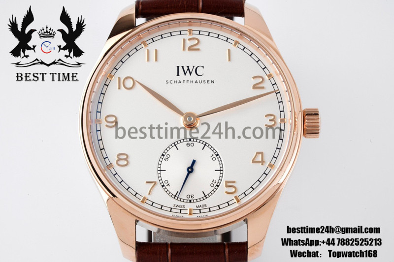 IWC Portuguese IW358303 ZF 1:1 Best Edition SS White Dial RG Markers on Brown Leather Strap A82200