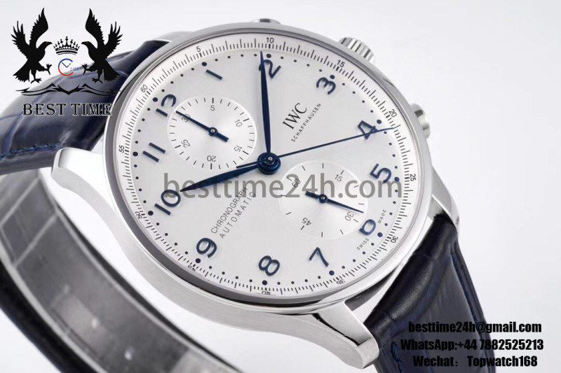 IWC Portuguese Chrono IW371605 ZF 1:1 Best Edition White Dial on Black Leather Strap A69355