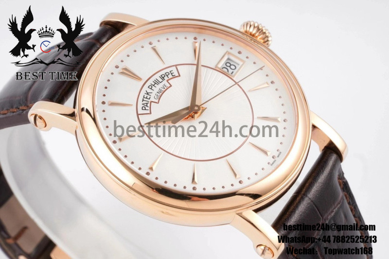 Patek Philippe Calatrava 5153 RG ZF 1:1 Best Edition White Dial on Brown Leather Strap A324CS