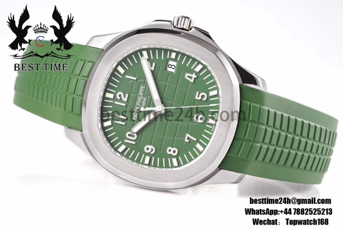 Patek Philippe Aquanaut 5168G 42mm SS ZF 1:1 Best Edition Green Dial on Green Rubber Strap 324CS
