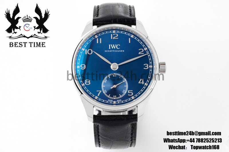 IWC Portuguese IW358305 ZF 1:1 Best Edition SS Blue Dial on Black Leather Strap A82200