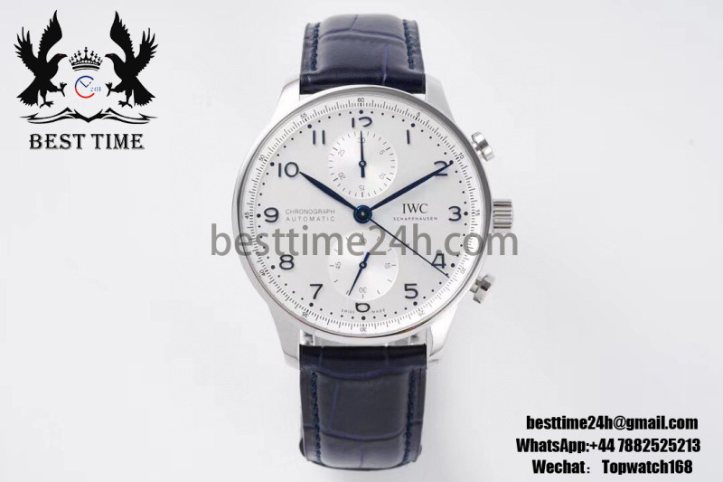 IWC Portuguese Chrono IW371605 ZF 1:1 Best Edition White Dial on Black Leather Strap A69355