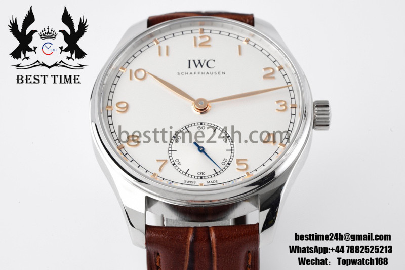 IWC Portuguese IW358303 ZF 1:1 Best Edition SS White Dial RG Markers on Brown Leather Strap A82200