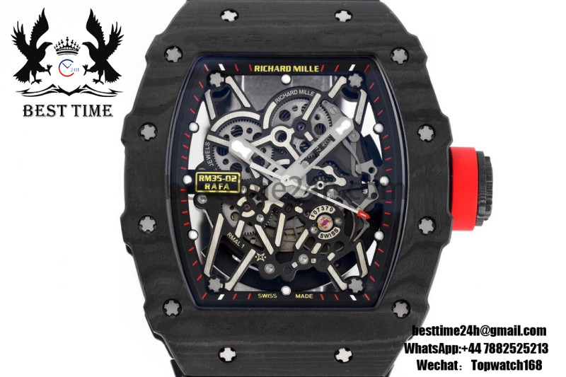 Richard Mille RM035-02 Real NTPT ZF 1:1 Best Edition Skeleton Dial on Black Rubber Strap NH05A V3