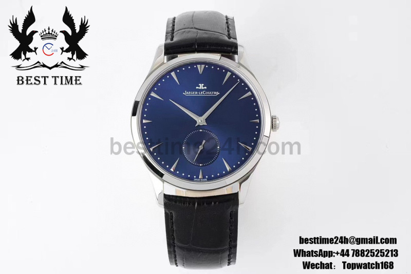 Jaeger-LeCoultre Master Ultra Thin Small Second SS ZF 1:1 Best Edition Blue Dial on Black Leather Strap A896