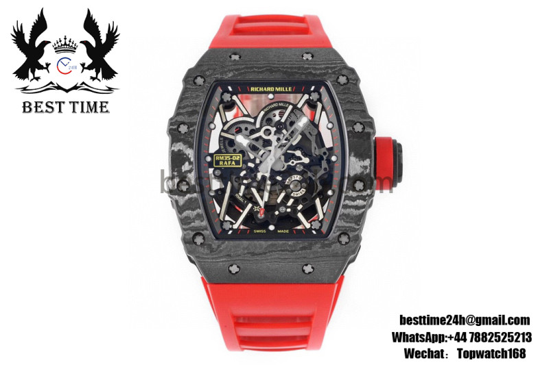 Richard Mille RM035-02 Real NTPT ZF 1：1 Best Edition Skeleton Dial on Red Rubber Strap NH05A V3