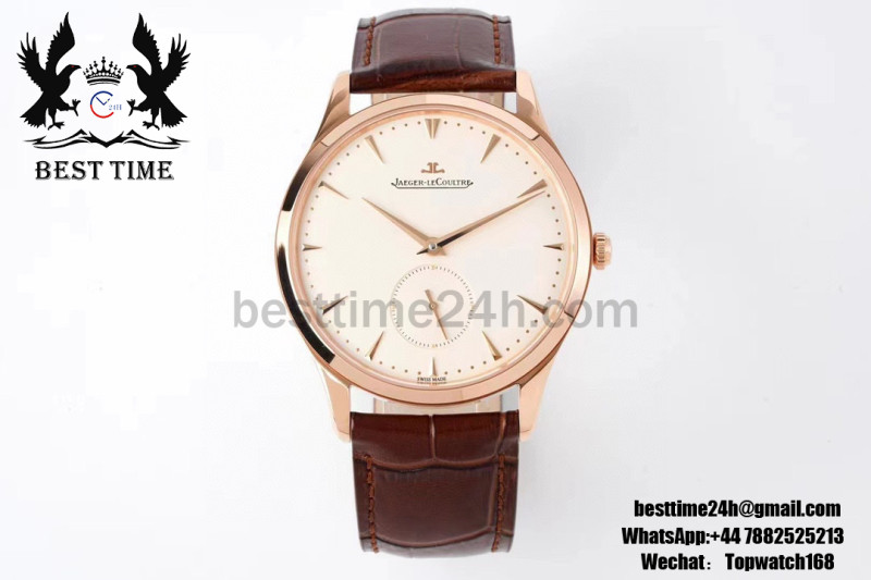 Jaeger-LeCoultre Master Ultra Thin Small Second RG ZF 1:1 Best Edition White Dial on Brown Leather Strap A896