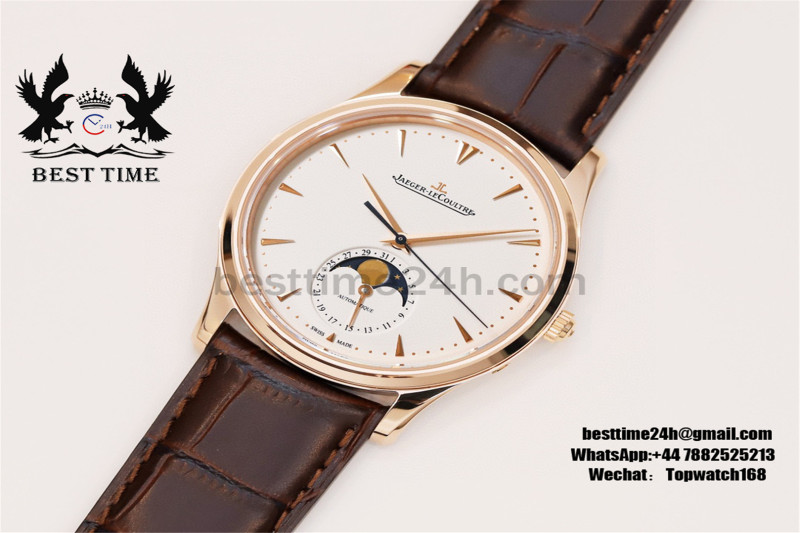 Jaeger-LeCoultre Master Ultra Thin Moon 1362520 RG GF 1:1 Best Edition White Dial on Brown Leather Strap MY9015 V2