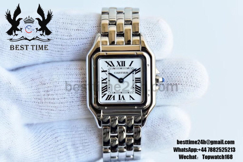 Cartier Panthère Secrete Ladies SS GF 1:1 Best Edition White Dial on SS Bracelet Ronda Quartz