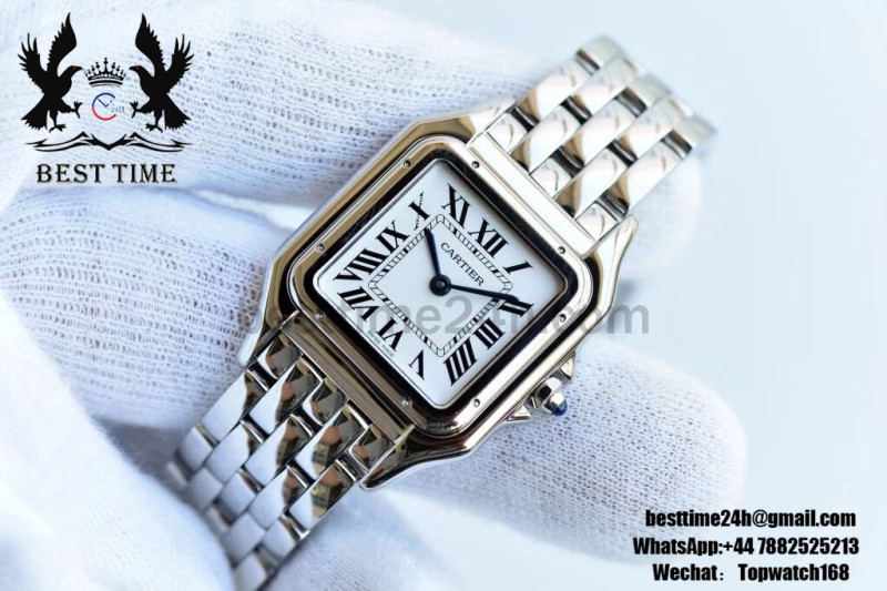 Cartier Panthère Secrete Ladies SS GF 1:1 Best Edition White Dial on SS Bracelet Ronda Quartz
