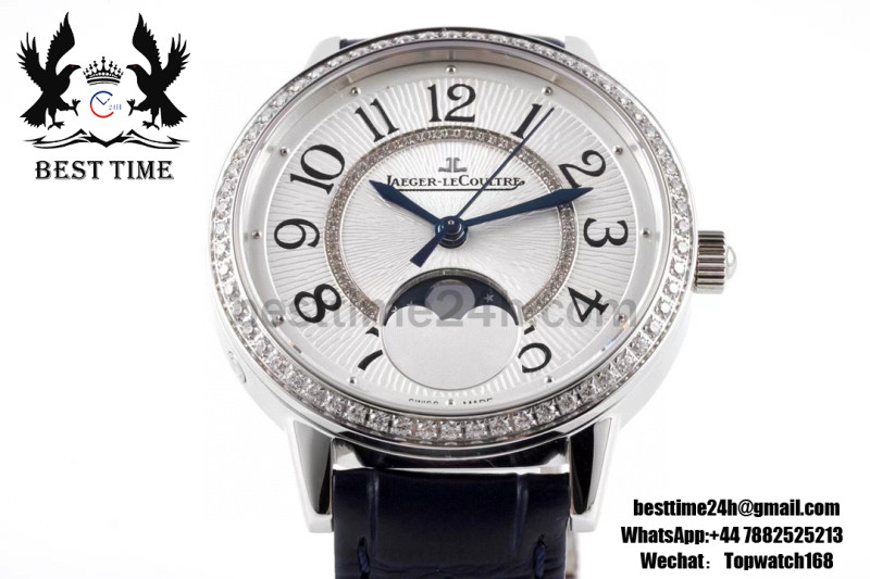 Jaeger-LeCoultre Rendez-Vous Night & Day SS Diamond Bezel ZF 1:1 Best Edition White Textured Dial on Blue Leather Strap A898
