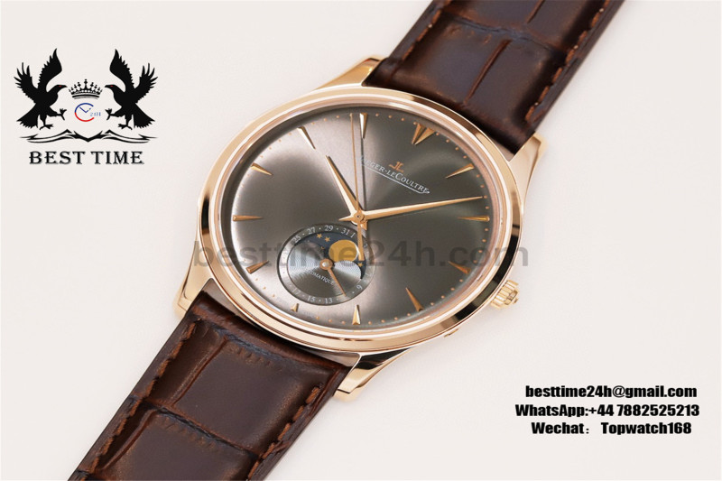 Jaeger-LeCoultre Master Ultra Thin Moon RG GF 1:1 Best Edition Gray Dial on Brown Leather Strap MY9015 V2