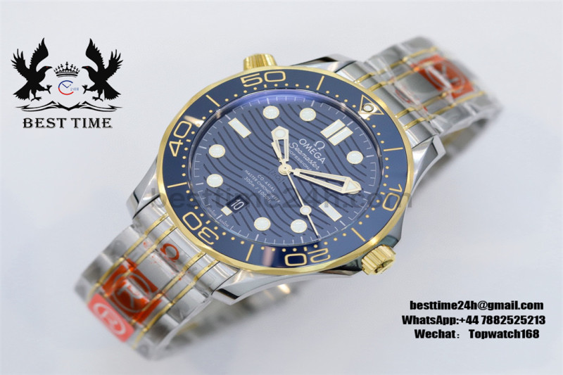 Omega Seamaster Diver 300M SS/YG ORF 1:1 Best Edition YG Bezel Blue Dial on SS/YG Bracelet A8800