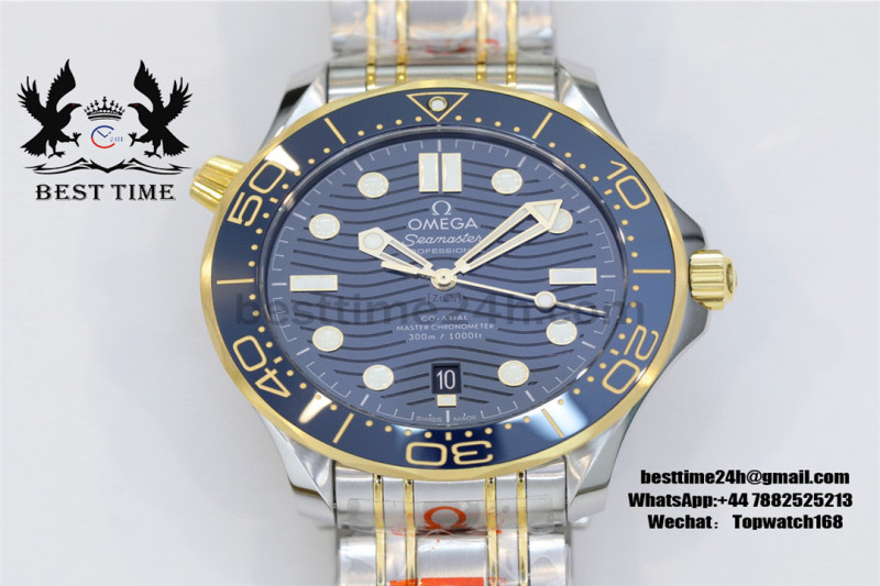 Omega Seamaster Diver 300M SS/YG ORF 1:1 Best Edition YG Bezel Blue Dial on SS/YG Bracelet A8800