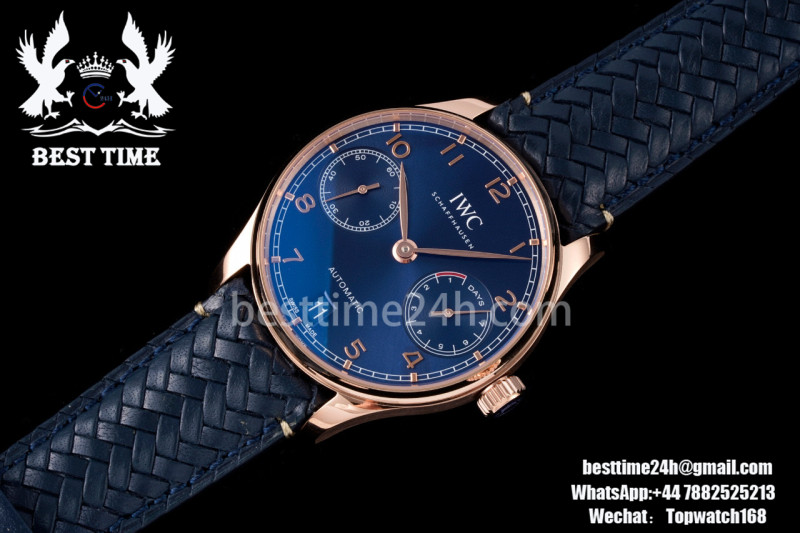 IWC Portuguese Real PR RG IW500115 AZF 1:1 Best Edition Blue Dial on Black Leather Strap A52010 V5