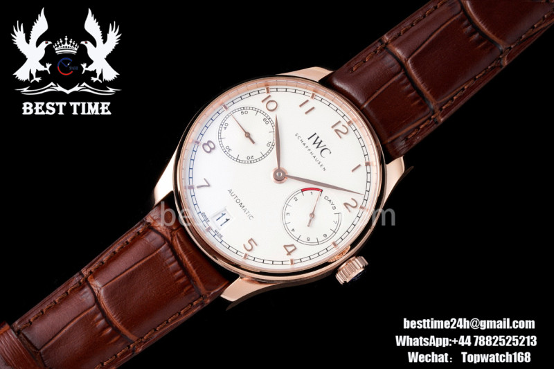 IWC Portuguese Real PR RG IW500115 AZF 1:1 Best Edition White Dial on Brown Leather Strap A52010 V5
